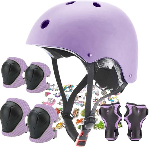 FOOKCIAN Kids Helmet,Toddler Skateboard Helmets for Ages 2-3-5-8-14 Years Boys Girls with Knee and Elbow Pads Wrist Guards fit Roller Skates,Skateboarding,Skating Scooter Adjustable Kids Helmet