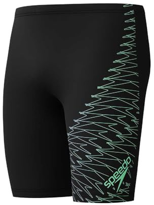 Speedo Medley Logo Jammer para Hombre, Black/Alfalfa Green, 38