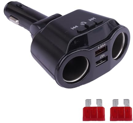 90W Auto Steckdose Verteiler, Zigarettenanzünder Verteiler, 5.3 Bluetooth, USB und Zigarettenanzünder, Multifunktionaler KFZ Adapter LED Voltmeter Schalter für Handy, GPS, Dashcam und Sitzheizung