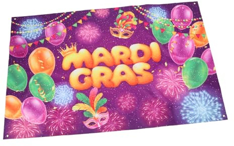 Mobestech Bannière de Décoration Extérieure Mardi Gras pour Fête Carnaval Toile de Fond Photo Résistante et Réutilisable Ornement Mural Facile à Suspendre pour Événements Plein Air