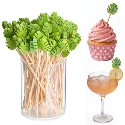 Lysjoy Palillos para Aperitivos Verano, 100 PCS Brochetas de Cóctel Palillos Decorativos, Decorativos Cocktail Fruta Decoraciones para Fiestas en la Playa y Cumpleaños de Verano (C)