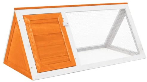 Kaloriko Establo para animales pequeños de madera de abeto lacada con rejilla de alambre, 98 x 50 x 41 cm, resistente a la intemperie y con techo protector, adecuado como jaula de conejos, parque para