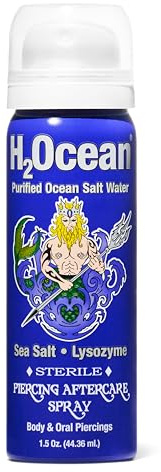 H2Ocean Piercing Aftercare Spray and Keloid Bump Removal– Sea Salt Spray for Body and Facial Piercings – Ear, Nose, Navel, Oral & Body Piercing Cleaner, Aftercare Solution for New Piercings– 1.5oz