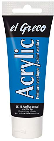 KREUL 28336 - El Greco Acrylic, 75 ml Tube in azurblau dunkel, hochpigmentierte, glänzende Acrylfarbe in Studienqualität, buttrig vermalbar, für pastose Malerei