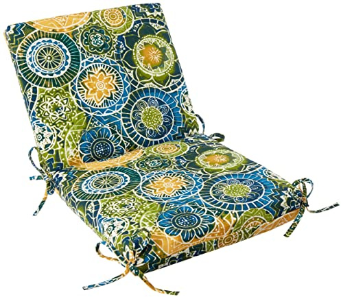 Pillow Perfect Outdoor/Indoor Omnia Lagoon Square Corner Chair Cushion, 1 Count (Pack of 1), Blue