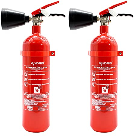 2X Feuerlöscher 2kg CO2 Kohlendioxid EDV geeignet EN 3 inkl. ANDRIS® Prüfnachweis mit Jahresmarke