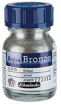 Schmincke - Aqua-Bronze, Silber, 20 ml, 15 815 032, glänzende Metalleffekte auf Gouache- und Aquarellbildern, Papier, Karton, Malpappe, Leinwand