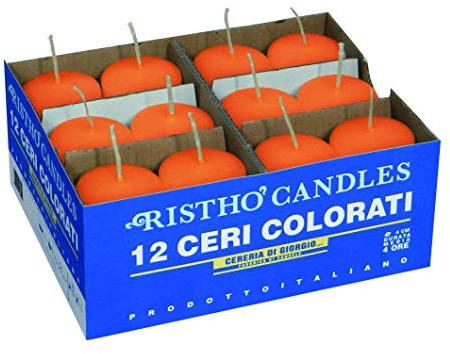 Candele Cero, Arancione, Diametro 4 cm, Altezza 7 cm, 12 pezzi