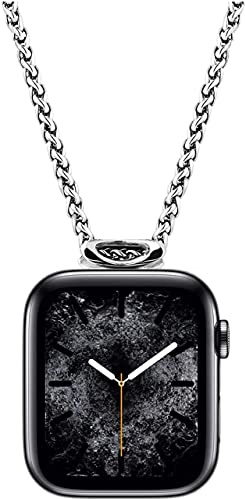 HiPai halsband adapter hänge kompatibelt med Apple Watch, Infinity & dubbel ögla kontakt levereras med 32 tum rostfritt rollo vetekedja 3 mm för iWatch-serien 9/8/7/6/5/4/3/SE