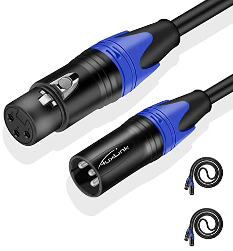 AuxLink XLR Cables 10ft 2 Pack, Microphone Cables, XLR Microphone Cables Male to Female Balanced DMX Cable Suitable for Microphones, Speaker Systems, Radio Station, Stage Lighting and More-10 Feet