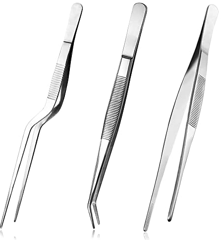 Pinzette da Cucina, 3 Pezzi Pinzette da Cucina, per Decorare Cibi, Cucinare, Cuocere al Forno, ecc., 16 cm, per chef, amanti del cibo, festa barbecue