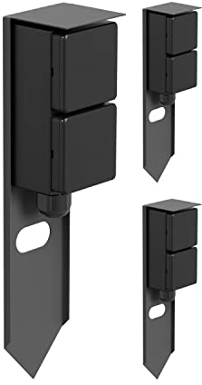 ledscom.de 3 Stück Garten Steckdosensäule PIWI mit Erdspieß für außen, IP44, 2-Fach, Edelstahl, anthrazit, eckig, 30 cm