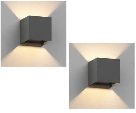 ledscom.de 2 Stück Wandleuchte CUBEL für außen, IP65, Up-/Downlight, anthrazit matt, quadratisch, 1x G9 max. 10W