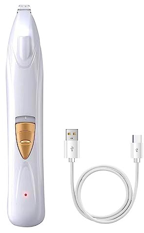 Kabellos Pfotentrimmer, Superleise Hundeschermaschine mit LED-Licht, Wiederaufladbarer Haustier Rasierer für Hunde Katzen Pfoten, Augen, Ohren, Gesicht, Körper