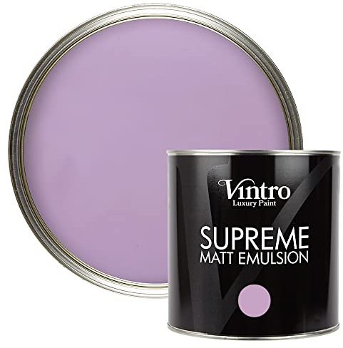 Vintro | Luxury Matt Emulsion | Smooth Chalky Finish | Multi Surface Paint | for Walls, Ceilings, Wood and Metal 2.5L (Violet - Dames Violet, 2.5 Litre)