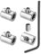 PATIKIL Abrazadera de Cable 4mm Agujero Alambre Cuerda Clips Juego 4uds 304 Inoxidable Acero Único Agujero Bloqueo Cable Abrazaderas Clip con M4 Hexagonal Tornillo Llave para Cable Plata