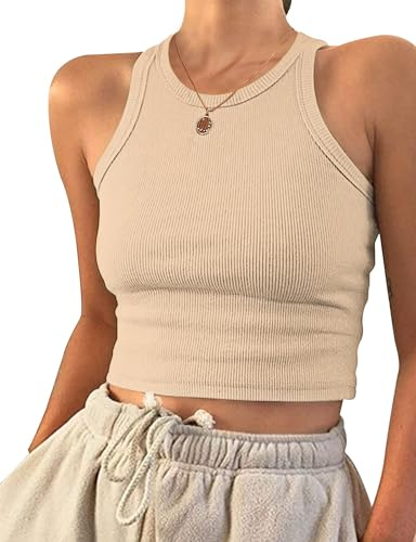 PLOKNRD Womens Tops Ladies Crop Tank Top Summer Vests
