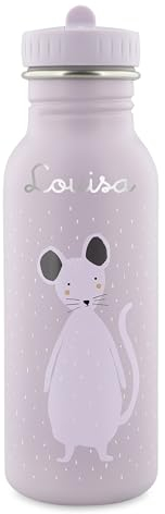 Trixie Baby Personalisierte Maus Edelstahl Kindertrinkflasche (500ml) mit Namen für Mädchen und Jungen - Auslaufsicher, rostfrei & kinderfreundlich