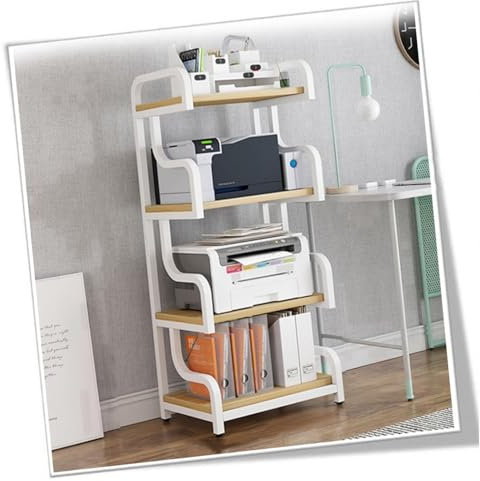 ZIUSFAC 132cm AV-Ausrüstung Rahmen TV Rack Medienständer Audio-/Video-Komponenten-Rack Eck Entertainment-Center Audioständer Stereo Audio Rack(White+Walnut,50x40x132cm)