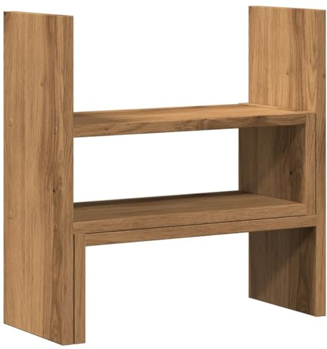 vidaXL Desk Organiser - Adjustable Desktop Shelf/Cabinet - Freestanding Engineered Wood - Artisian Oak - 40x17x41 cm - 20 kg Capacity