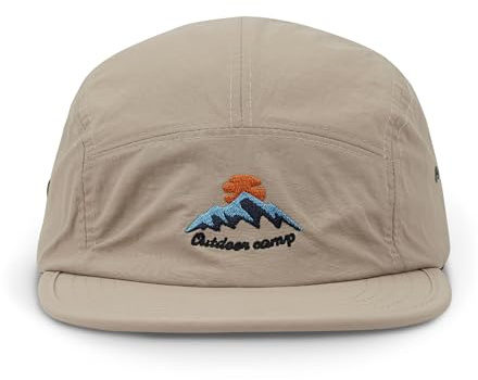 Clakllie Quick Dry Flat Brim Cap Flat Peak Trucker Hats Lightweight 5 Panel Hats Summer Sport Cap Waterproof Baseball Cap for Women Men,DFB3-Khaki