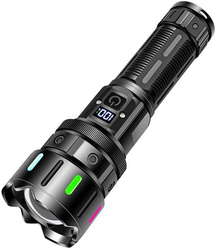 Banaone Torcia LED Potente Professionale 500000 Lumens Ricaricabile USB, Tattica Zoomabile Con 5 Modalità, IPX6 Militare Per Campeggio Trekking Emergenza