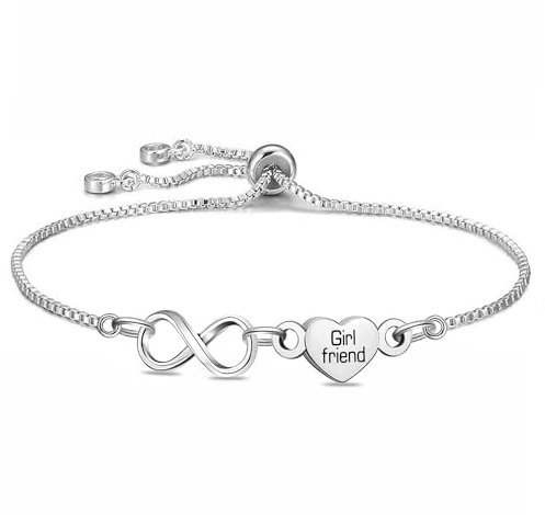 Yumioxa Girlfriend Gift from Boyfriend Silver Infinity Bracelets for Women Partner Jewelry Consanguinity Tennis Bracelets Christmas Valentines New Years Souvenir (Girlfriend)