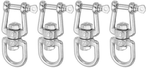 sourcing map Heavy Duty M4 Double Swivel Eye Hook, 304 Stainless Steel Ended Eye x Jaw Chain Swivel Shackle Ring Connector Load 90 KG/198 lbs for Hanging, Pack of 4