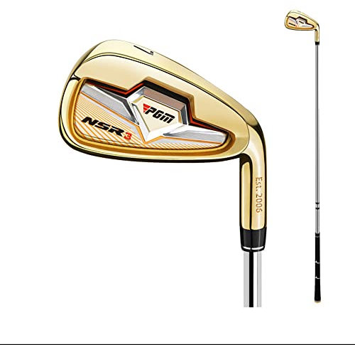 Ferri da golf mancini o destri per uomini e donne golfisti sportivi, mazze da golf n. 7 Ferro con albero in carbonio o acciaio S/R Loft 30 gradi (Destra,Oro,acciaio)