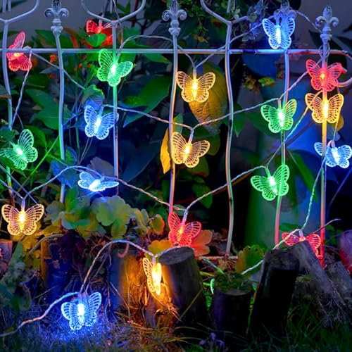 Wishstar Guirlande lumineuse papillon - 3 m - 20 LED - Multicolore - Pour l'intérieur et l'extérieur - Décoration de festival - Printemps été - Pour chambre à coucher, mariage, Noël