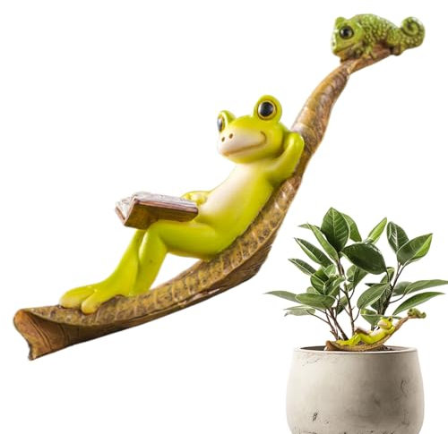 Generico Statue Di Rane Da Giardino | Graziose Figure Resina Per Esterni,Decorazione da Scrivania per Esterno Cortile Patio Scrivania Tavolo Stagno Uffici Casa