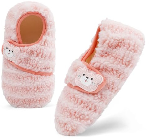 MK MATT KEELY Tofflor, baby, barfotaskor, vinter, inomhus, pojke, flicka, tofflor, halkfria, mjuka för löparskor, tofflor, ROSA, 18-24 månader