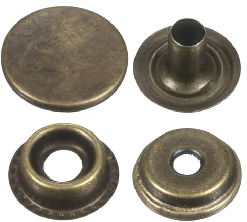 QUARKZMAN 30pcs Corchetes a Presión, 15mm 24L Botones a Presion Metálicos Kit Sujetadores Cierre de Metal Aleación para Ropa Chaqueta Pantalones Snaps Jeans Cuero Lona Bolsa, Bronce