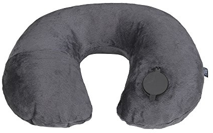 Lewis N Clark Compact Portable Adjustable and Inflatable Cervical Neck Pillow for Travel, Gray
