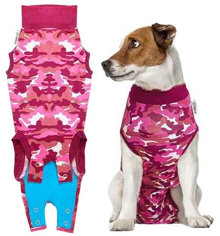 Suitical Recovery Suit Dog, Small Plus, Pink Camouflage
