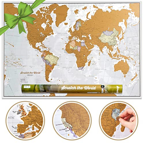Weltkarte Zum Rubbeln mit Geschenkröhre - X-Large - Maps International - Das perfekte Geschenk für alle Reisen - Kartografische Details mit Länder - und Staatsgrenzen - 84x59 cm