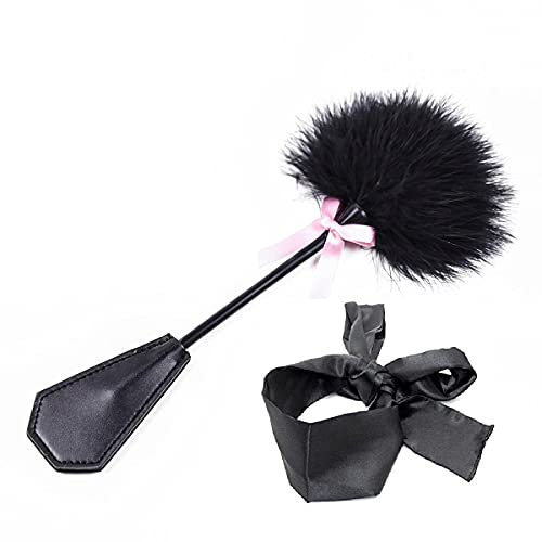Federkitzler Tickler Schwarz Federn Massage Bondage Leder Peitsche Spanking Paddel Flogger Erotik Cosplay Sexspielzeug Paare