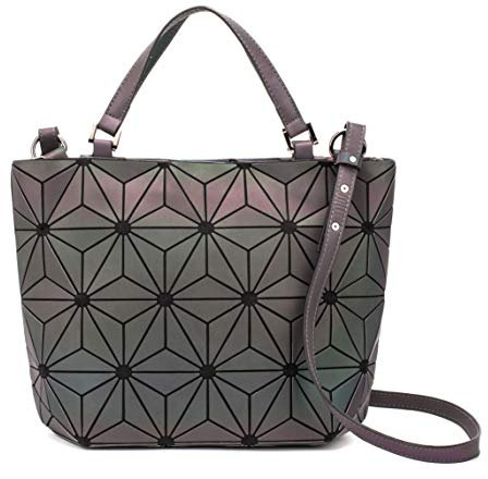 Chenrry Géométrique Sacs à Main pour Femme Bourse Lumineuse Sac Holographique Poignée Supérieure Fermeture à Glissière Sacs à Bandoulière Messenger NO.4