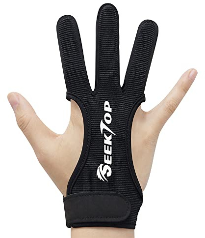 Seektop Archery Gloves Shooting Hunting Leather Three Finger Protector for Youth Adult Beginner -S