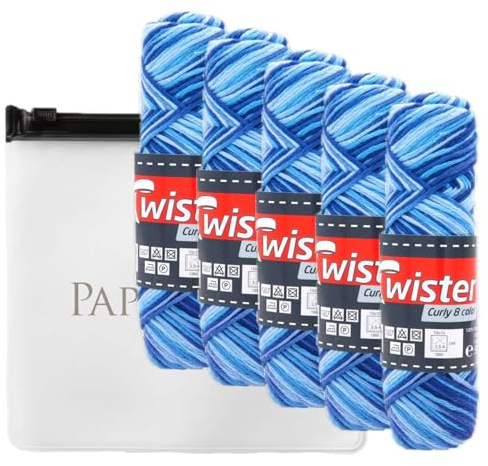 Farbverlaufsgarn Haekelgarn Baumwollgarn Stricken Haekeln Basteln 5x50g Fb.102 blau inkl.Zippbeutel