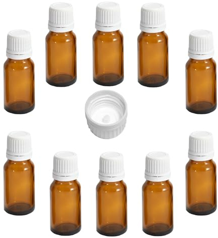 10 x 5 ml medicinflaskor, apoteksflaskor av UV-skydd, glas, droppflaskor, brunt glas med skruvlock