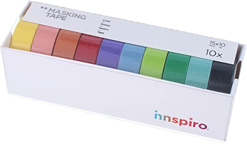 INNSPIRO Set 10 band maskeringstejp Washi Grundläggande slät serie