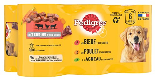 Pedigree Meal for Dogs - Terrine Boxes for Adult Dogs - 3 Varieties - 4X (6x400g)