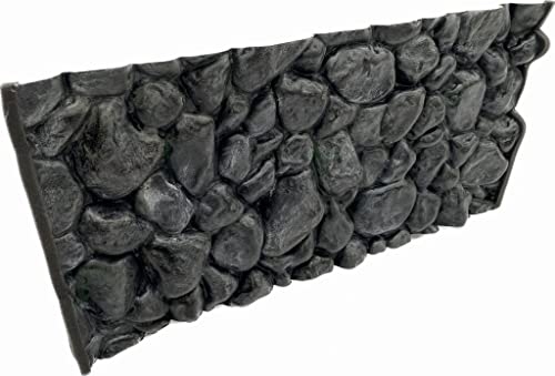 PLASTIKO - Aquarium Hintergrund 3D I Rückwänd 80x40 cm I Leicht zu Montieren und Reinigen I Keine Verklebung Erforderlich I Sicher für Tiere I Grau mit einem Muster aus Flusssteinen
