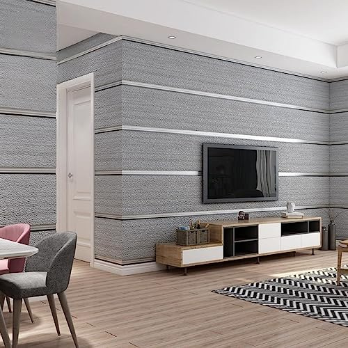 Mwpqbd High-End 3D Stereo Thickened Deerskin Velvet Antique Wood Grain Bedroom TV Background Non-Woven Vertical Stripes Simple Modern Non-Self-Adhesive Wallpaper (Smoky Gray Wallpaper /27054)