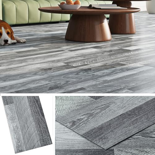 Livelynine Suelo Vinilo Autoadhesivo Madera Gris 90x15CM Vinilo Suelo Cocina Gris 36-Piezas Baldosas Adhesivas Suelo Baño Suelo Laminado Madera Listones Losetas Autoadhesivas Suelo Habitación Pasillo