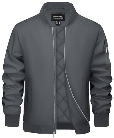 EKLENTSON Mens Bomber Jacket Winter Windproof Zip Up Coat with Pockets