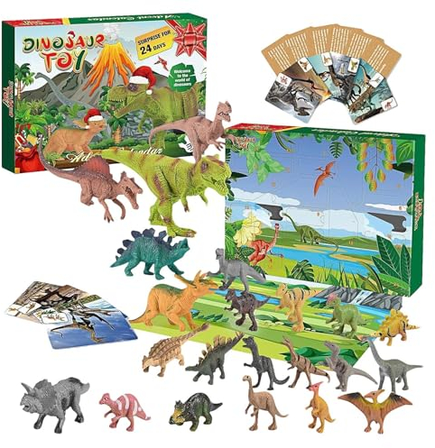 Adventskalender Dinosaurier Kinder 2024 | Realistische Dinosaurier-Figur | 24 Dino Figuren Spielzeug | 24 Tage Weihnachts-Countdown-Kalender Weihnachten Geschenke für Junge, Mädchen, Teenager