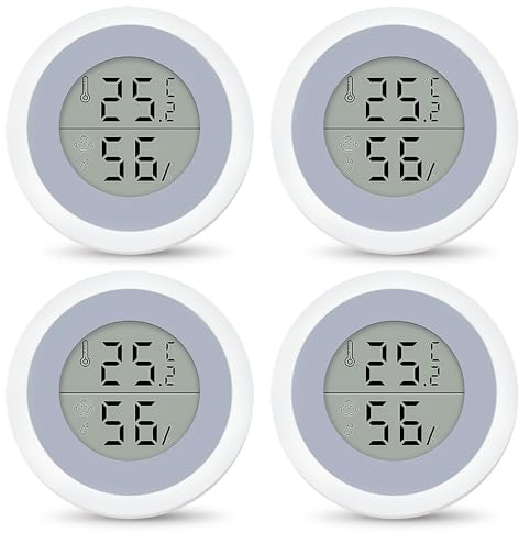 4pcs Thermomètre Hygromètre Intérieur, Hygromètre Numérique Thermomètre Intérieur, Mini Hygromètres Thermomètres, Thermomètre Numérique Thermomètre De Réfrigérateur Pour Salon Bureau Cuisine