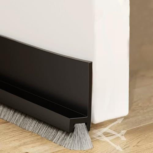 Cotensta 100cm Zugluftstopper Schwarz Dichtungsband für Türen, Bodenabdichtung mit Bürste, Selbstklebende Tür Türdichtung, Türdichtung Türbürste Abdeckleisten Bürstendichtung Dichtung, Emenfengtiao
